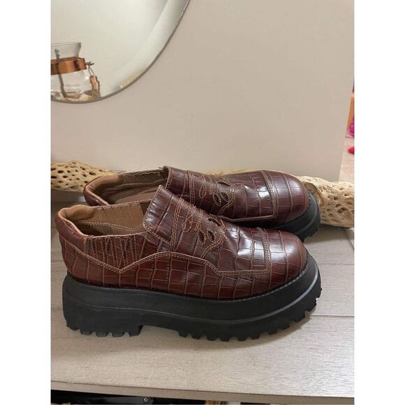 New Free  People x Mutma Kylie Croc Loafers Size 40 - Picture 5 of 9